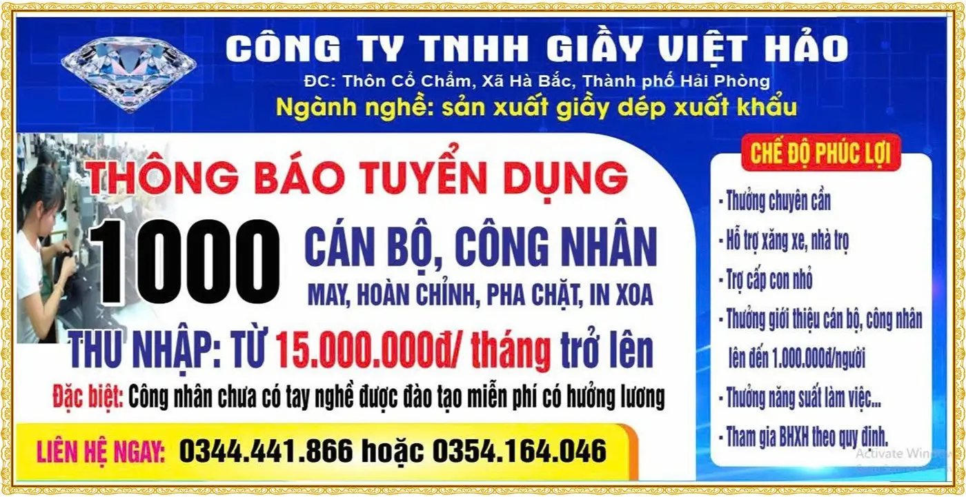 Hải phòng tuyển 1000 cán bộ, công nhân ngành may